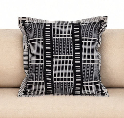 Black and White Abstract Stripes Throw Pillow